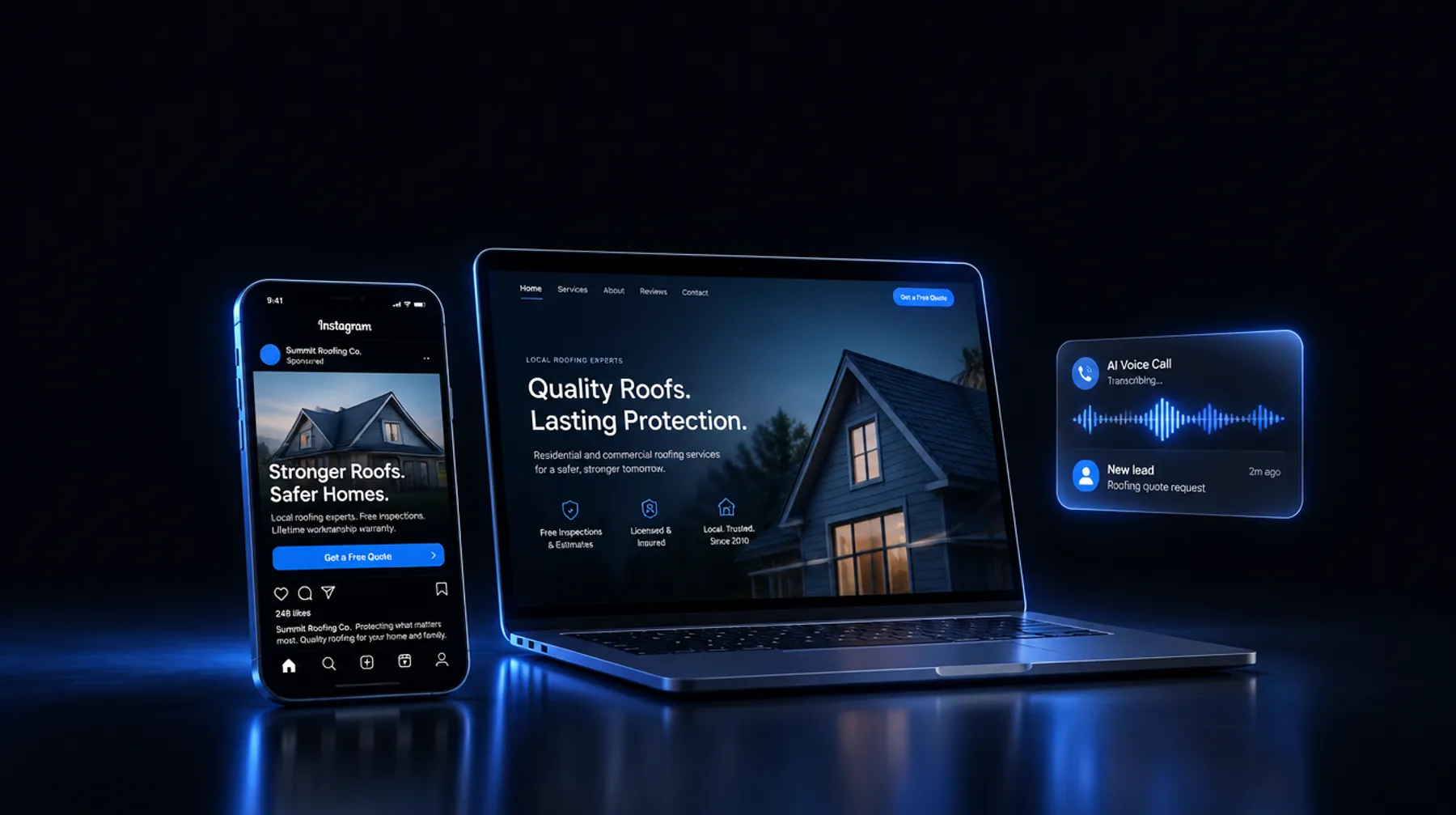 An Instagram ad, a new website and an AI receptionist, made for a local business